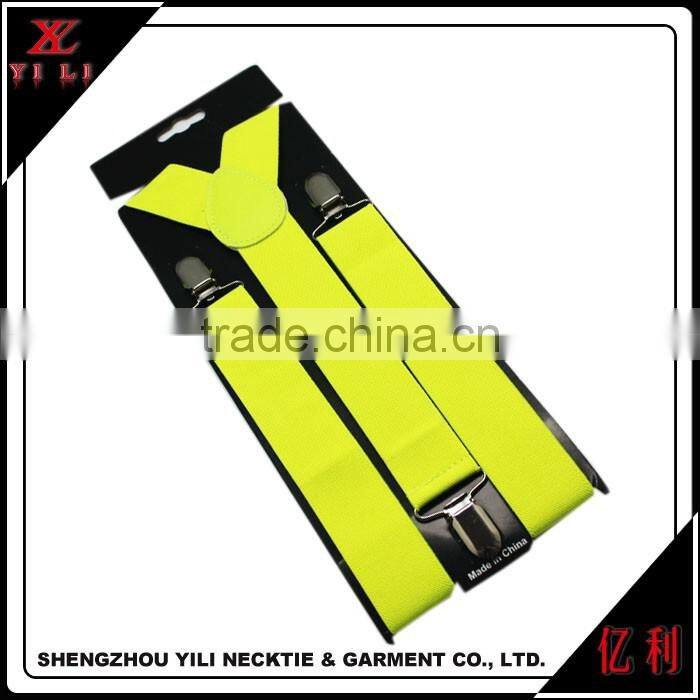 Solid Colorful yellow suspenders elastic braces