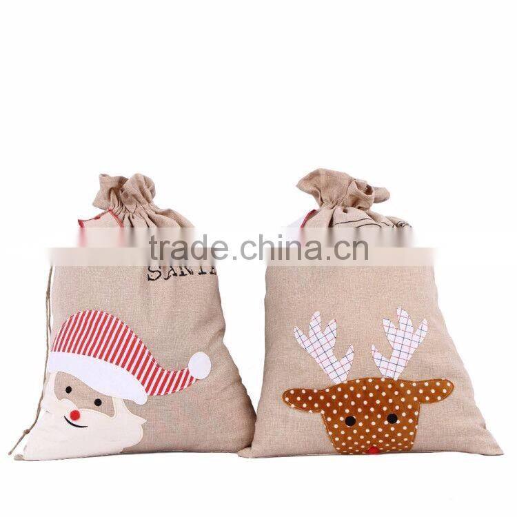 Wholesale drawstring Canvas Red Chevron Santa Sack