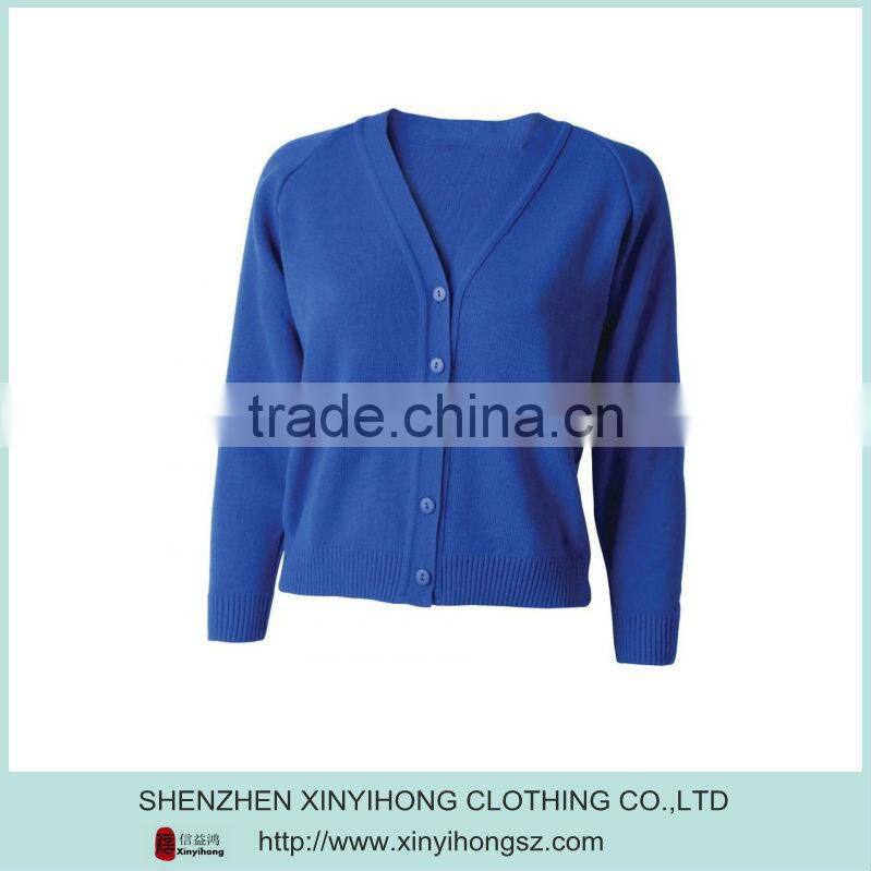 Blue Color Buttons Design Ladies Knitwear Cardigan Manufacturers