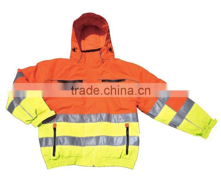 Winter hi-vis waterproof jacket men reflective tape coat