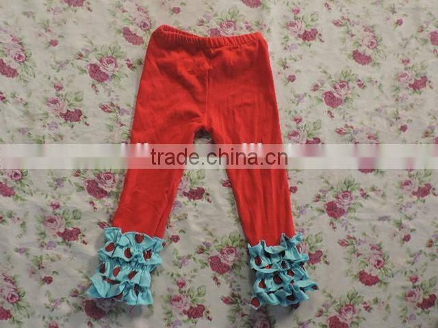 2017 Spring New Designs Baby Girls Comfortable Cotton Pants Kids Girls Solid Color Icing Ruffle Capris