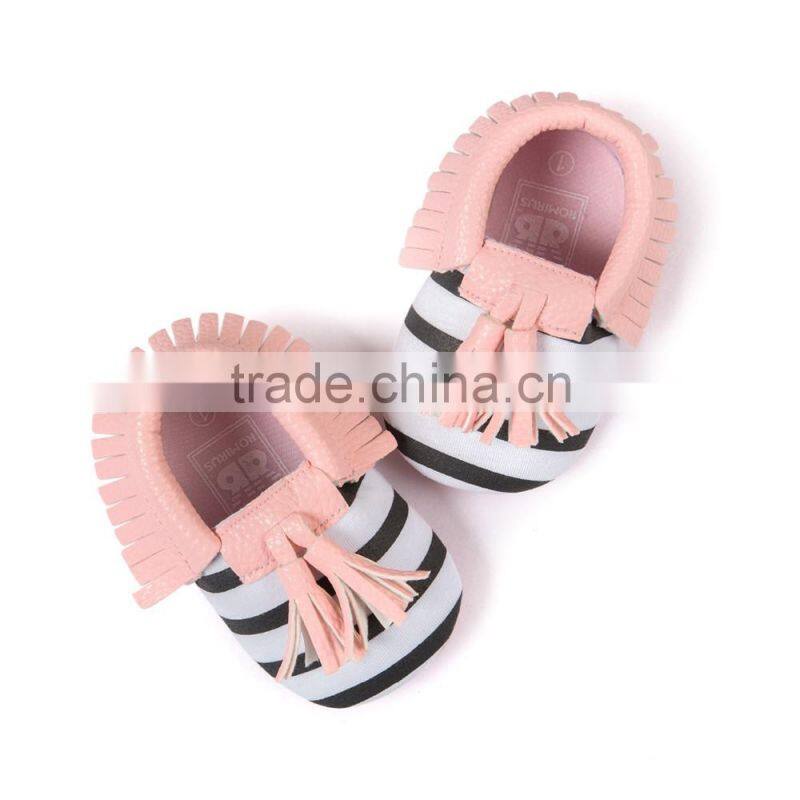PU baby moccasins with tassels, tassel baby moccasin