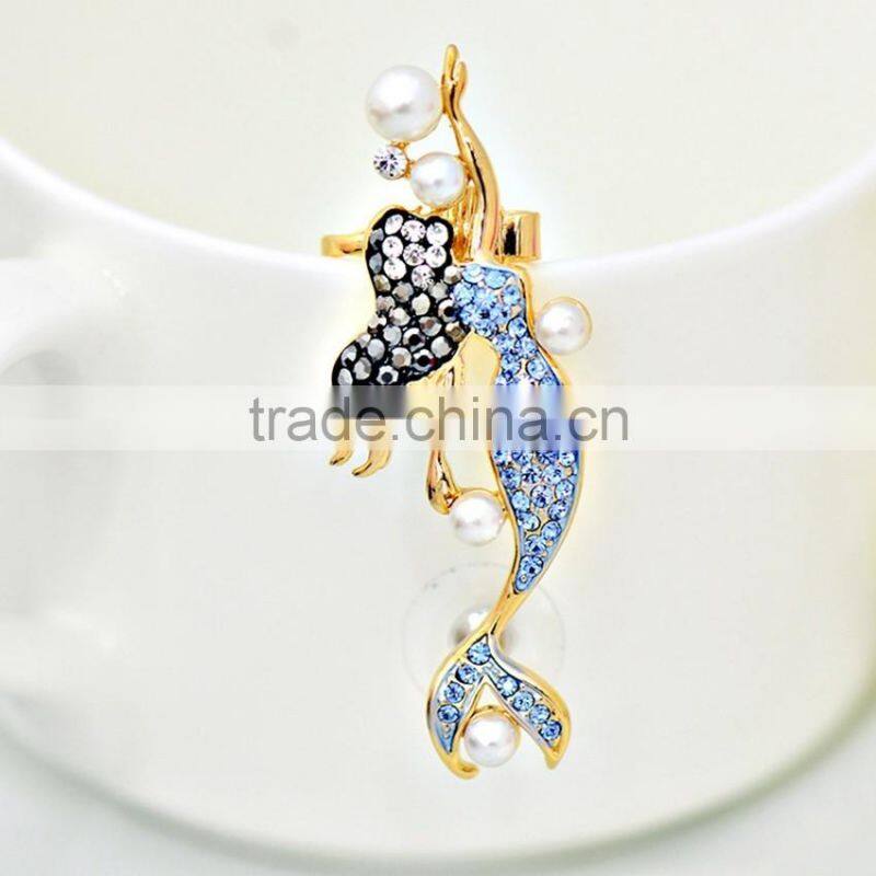 Mermaid Shaped Crystal Wrap Cartilage Earring Jewelry Women Clip Ear Cuff