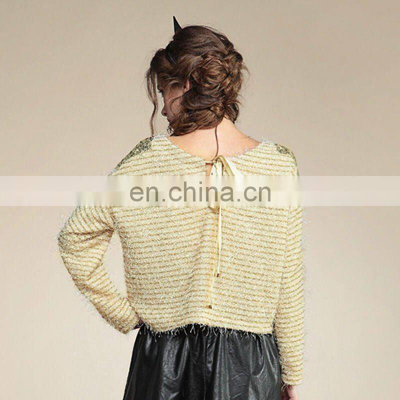 fall sequins loose short women pullover sweater