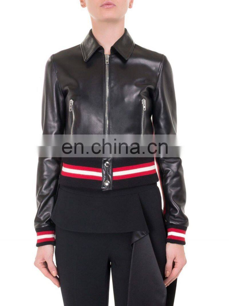 Spring Slim Fit Fashion Women Jacket Lamb Leather Jacket
