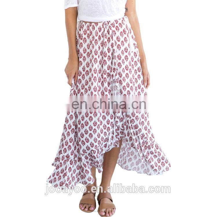 Mature Women Print Floral Maxi Skirt Latest Long Skirt Design
