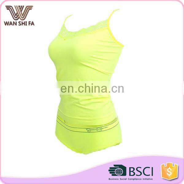 Tight belly in fluorescent yellow comfortable nylon stylish women camisole