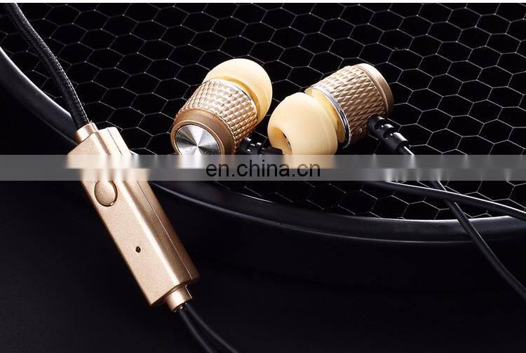 2017 gray Super bass metal braided earphone headset earpiece with mic