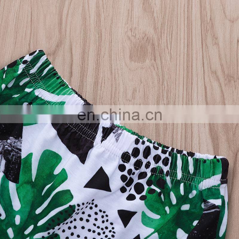 2019 Summer boys beach Clothing Sets kids letter white tshirt top & flower print shorts 2pc set