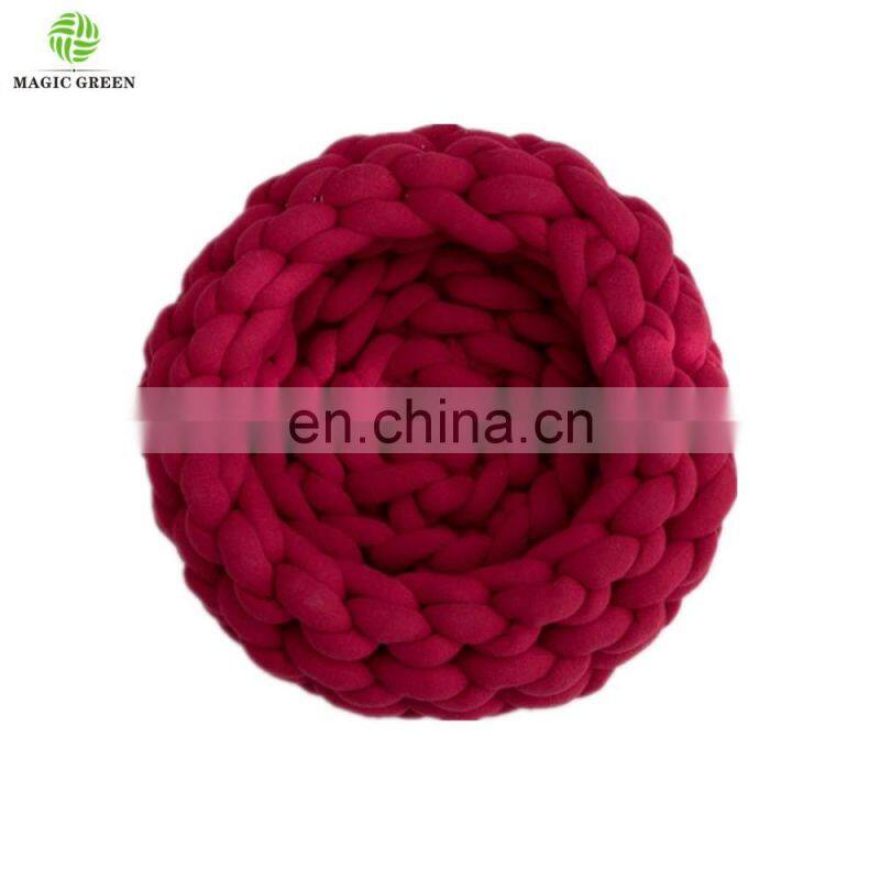 12 colors stock 100% COTTON SEAMLESS D2-3cm machine washable roving yarn filled tube braid hand knit pet plaid house bed