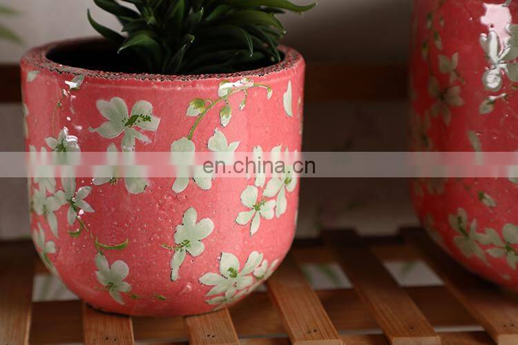 Novel gift item custom fancy wedding garden decoration plant pots pink ceramic flower planters for home decor