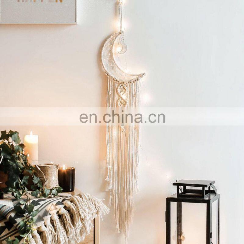 half Moon Star Big Dream Catchers Metal Ring Pendant Handmade Nordic Wind Chimes Home Styling