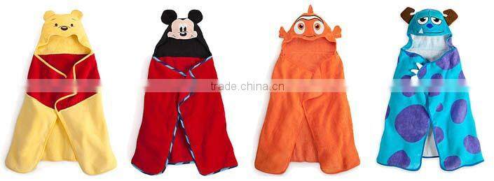 Baby Blue Coral Fleece Bathrobe/High quality 100%cotton printed baby bathrobe/Terry Baby Children Hooded Bathrobe