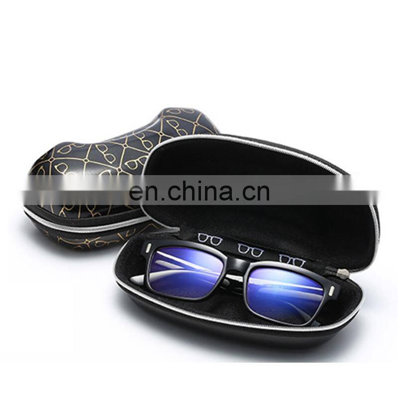 print zipper SunGlasses Box protector Glasses High Quality men pu leather Case For Women eyeglasses accessories