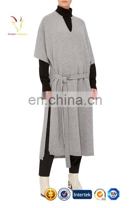 Light Grey Womens Long Cotton Cashmere Dress Sweater