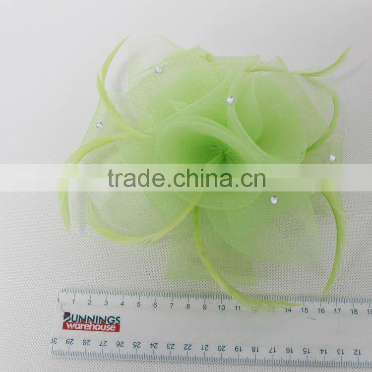 Wholesale Hair Accessories HairClip Flower With Feather Fascinator on band