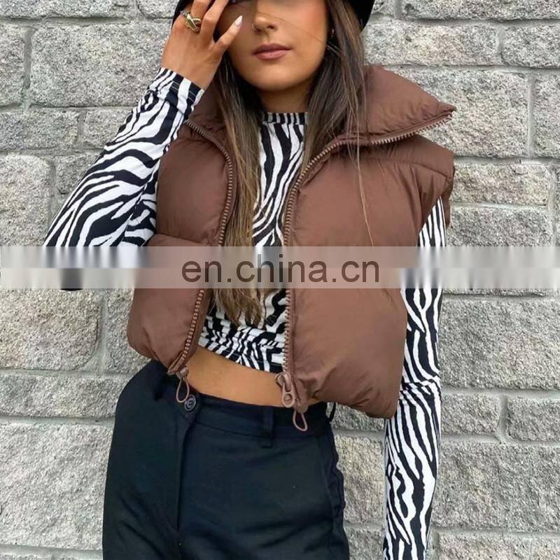 Wholesale custom LOGO ladies fall/winter stand-up collar padded down cotton vest vest sleeveless waistcoat plus size jacket