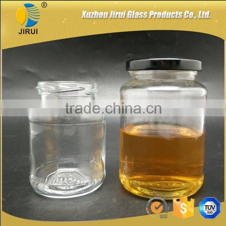 Round food grade glass honey jar jam sauce jar with screw lid