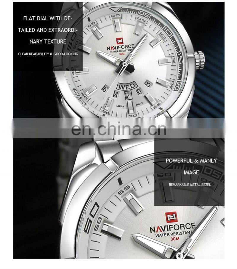 Naviforce 9038 Men Quartz Watches Luxury Sport Waterproof Watches Men's Stainless Steel Wristwatches