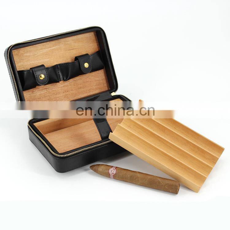wholesale modern small portable travel solid wood cigar box bag cedar wooden cigar humidor