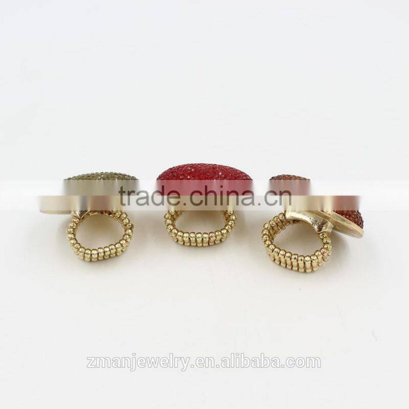 2016 New Arrival Three Colors Fashion Exaggerated Crystal Ring