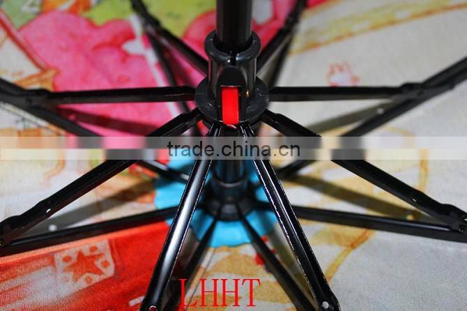 promotioanl Pongee 190T custom transfer printing foldable umbrella
