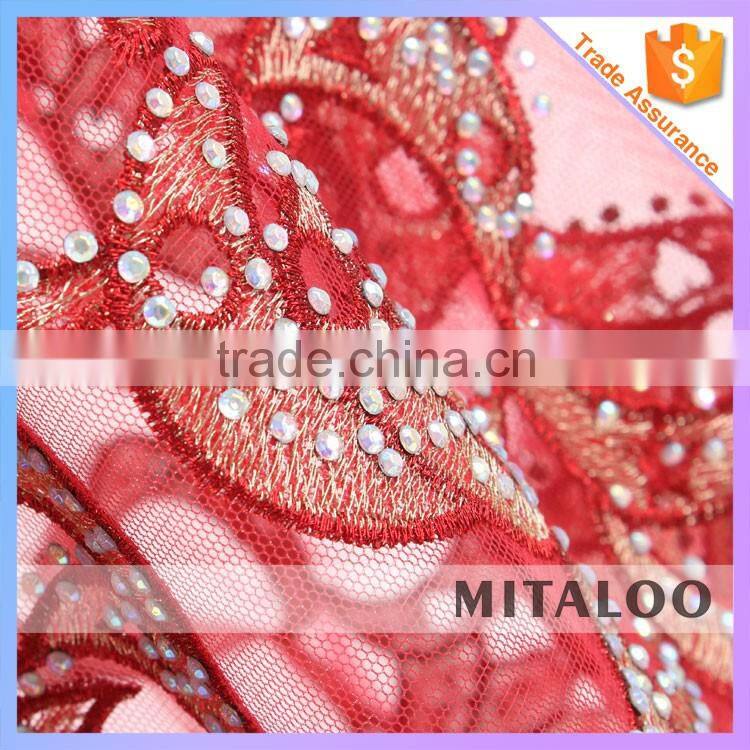 Mitaloo MFL1116 Good Designs Lace With Stones Lace Fabric Net Swiss Lace Fabric