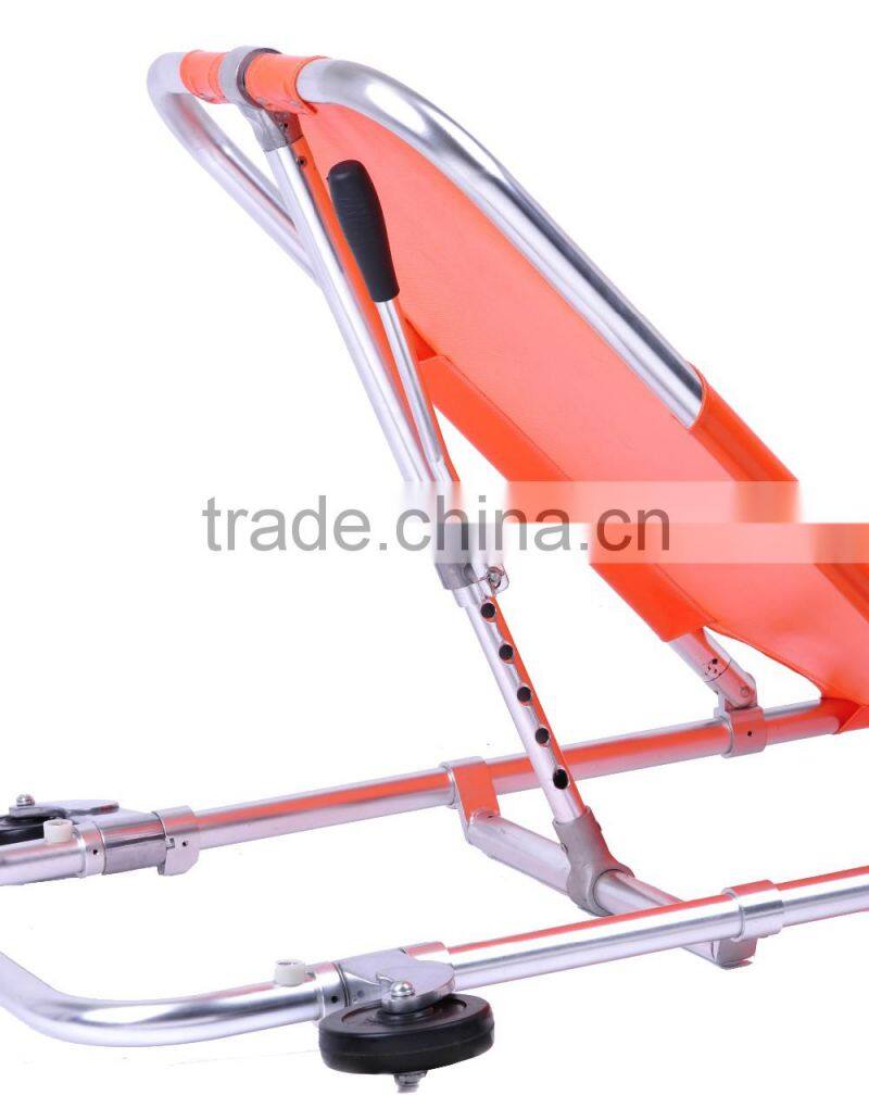 Ambulance folding stretcher with dual wheels adjustable back angle