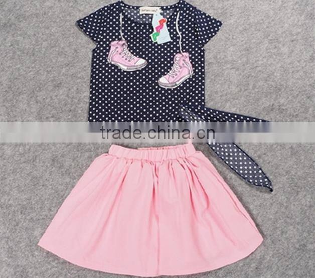 Foreign Trode Children's Clothes Wholesale F1801 Summer New Style Girl Partysu Leisure Children's Skirt Suits