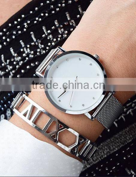 Mesh Band Minimalist Mineral/Sapphire Glass Watches Chain Wrist Watch