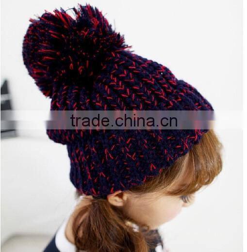 New Design Acrylic Coloured Thread Knitting Beanie Caps and Hats