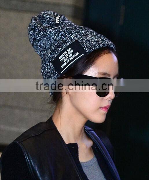 Fashion Popular Applique Embroideried Acrylic Knitting Man Women Beanie Hats