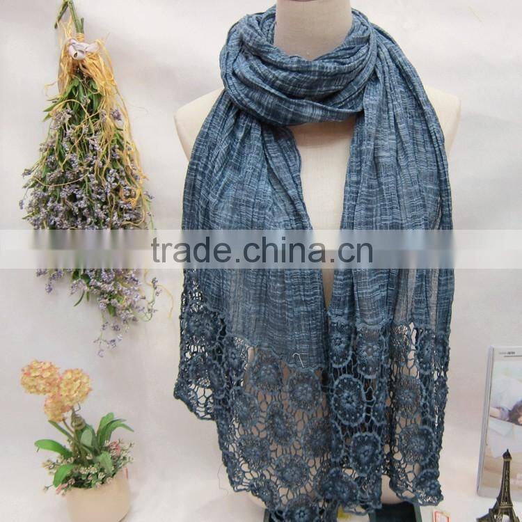 Japan Korean Quality Fashion Ladies Retro Plain Linen Cotton Pashmina Scarf