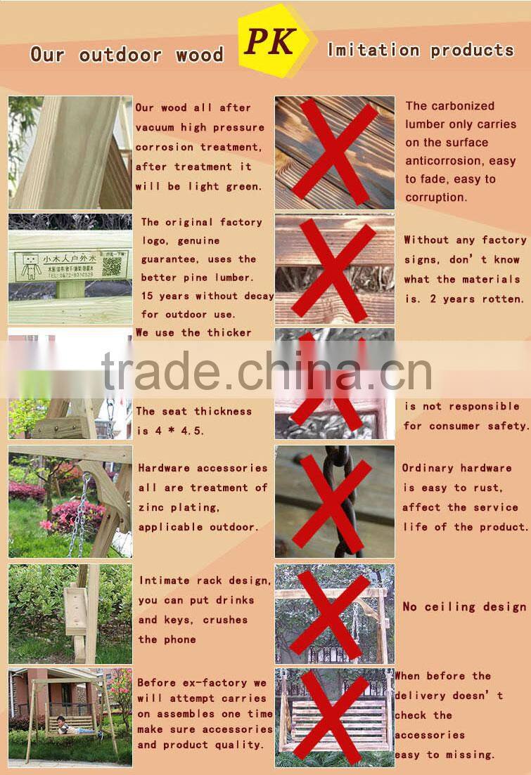 good quality outdoor garden wooden swing chair for garden park
