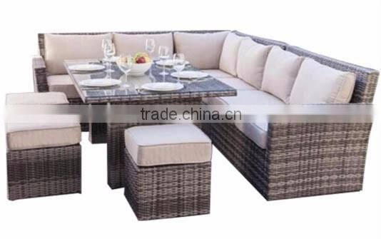 Wicker Rattan Outdoor Furniture Garden 9 Seater L Shaped Rattan Living Room Modern Sofa Set
