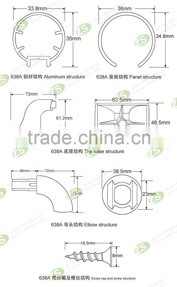 38 Millimeter Stylish aluminum granite handrail baluster With Vinyl Resin Cover For Hospital Corridor