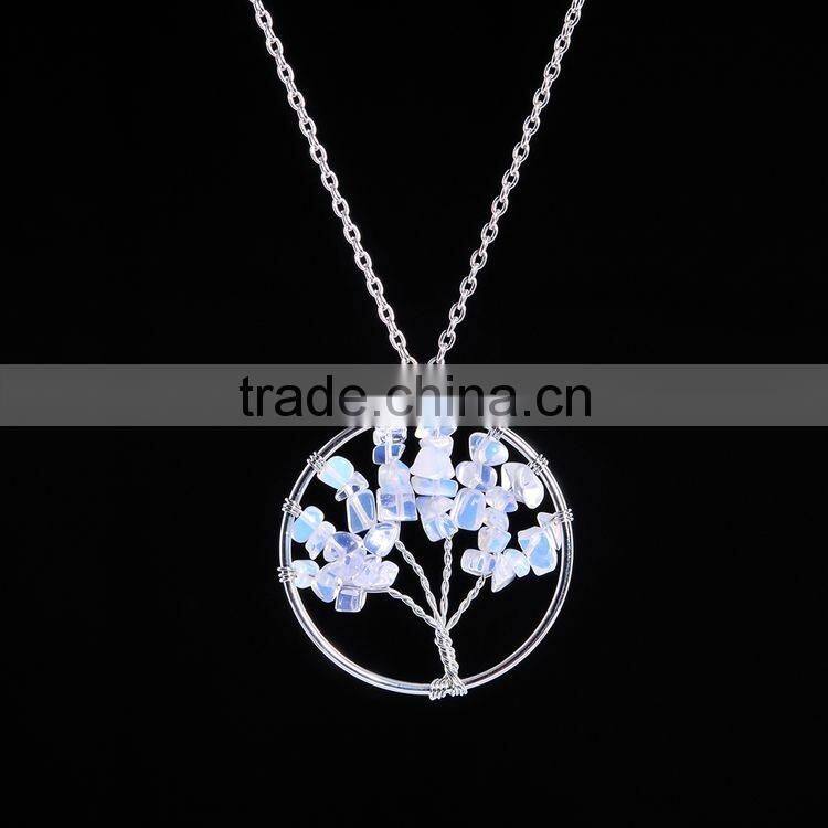 Wholesale New Fashion Red Jasper Natural Stone Tree of Life Necklace Jewelry SMJ0172