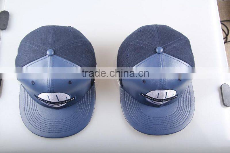 High quality snapback hat embroidery leather sanpback hat