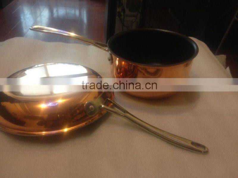 Copper Aluminum Non-stick Cookware Set Cooking Milk Pot Saucepan with Long S/S Handle