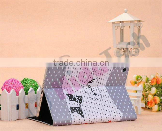 For iPad Mini Leather Case,Dot & Little Girl Design Book Style Leather Case for iPad Mini,Leather PC Cover Case