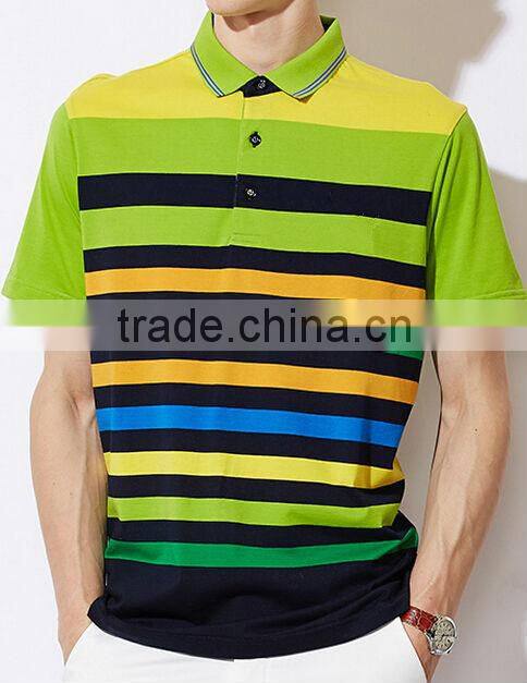 2014 fashion style men stripe color combination polo shirt
