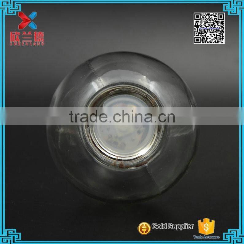 450ml blue light bulb shape glass beverage/juice bottle with inner plug and lid