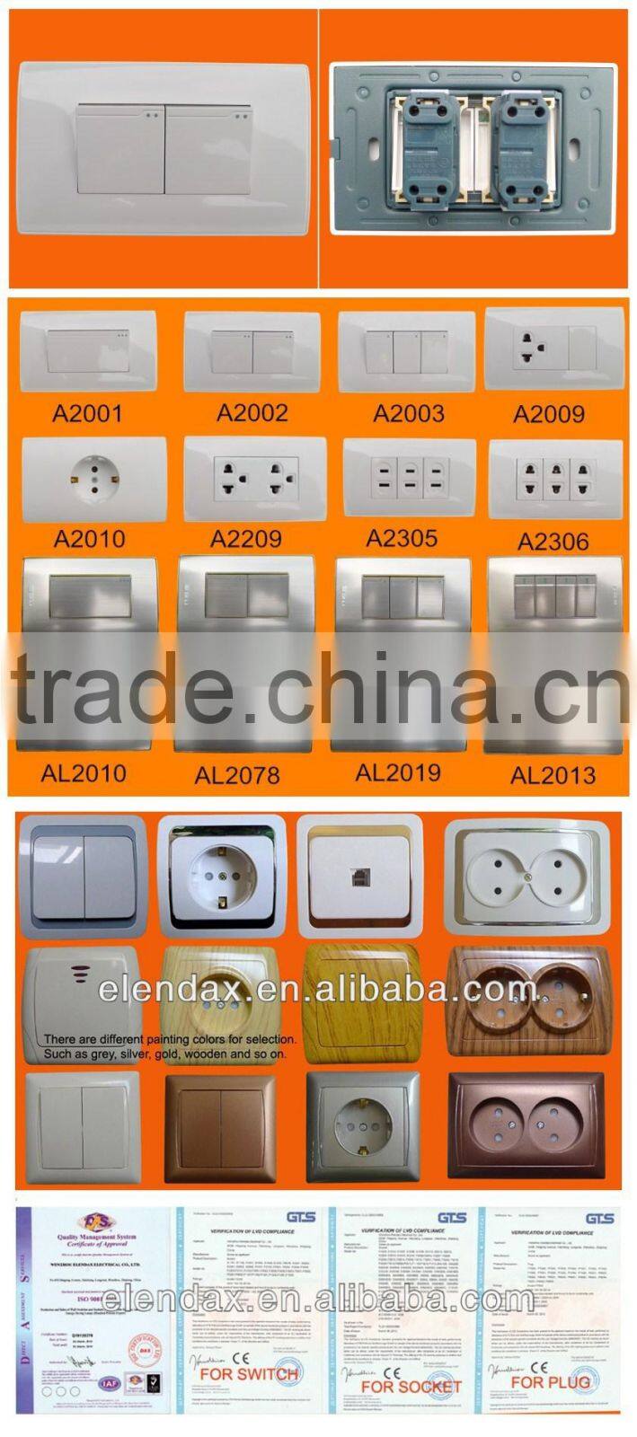 American US two gang PC copper wall switch (A2002)