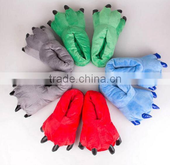 Factory supply wholesale funny animal fleece slippers warm plush indoor slipper
