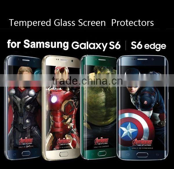 glass film, Tempered Glass Full Cover Color Silk Printing Screen Film, for Samsung galaxy S6 glass screen protector