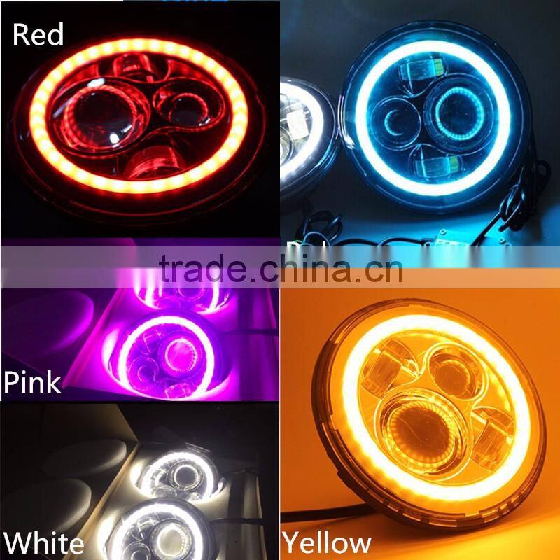 7 Inch Round 12v 24v 40W 3800 Lumens Hi/Lo Beam Cre-e LED Headlights With Halo Ring Angel Eyes DRL For Jee-p Wrangler JK TJ LJ