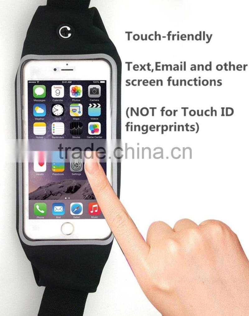 Fashion Universal Running Waist Belt for iPhone 6/6S,6/6S Plus,Galaxy S5,S6,Note 4/5 w/ OtterBox/LifeProof Cases (Black)