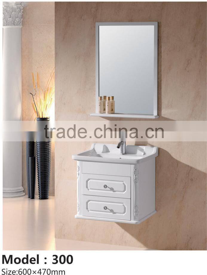 modern hanging popular cheap bathroom PVC cabinet with ceramic basin sink