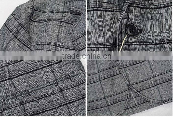 Newest Gentleman's Spring & Autumn Checkered Trendy Double Vented Two Buttons China Men Suit Factory