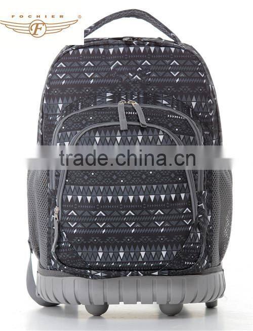 2015 600D Polyester School Backpack with wheels